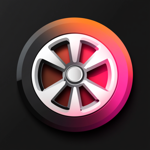Stylish car wheel and gear icon