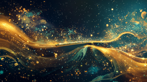 Subway Speeding Through Cosmic Night Sky