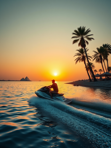 Sunset Jet Skiing Scene in Egypt