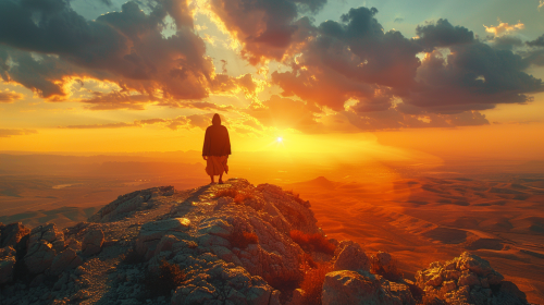 Sunset pilgrimage view path Jerusalem mountain 8k photography