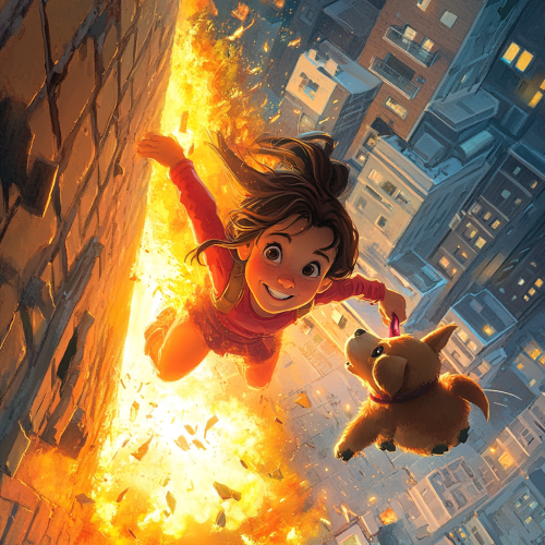 Superhero Girl rescues puppy from burning building