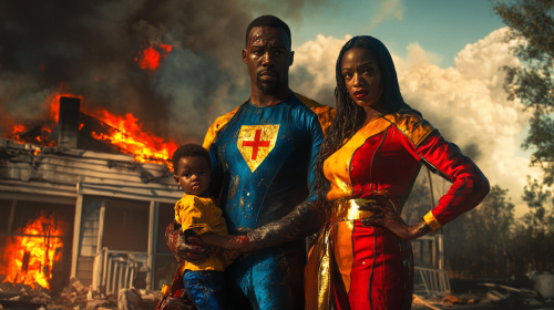 Superhero man, woman save child from fire