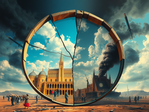 Surreal Mirror Reflecting Utopia and Dystopia