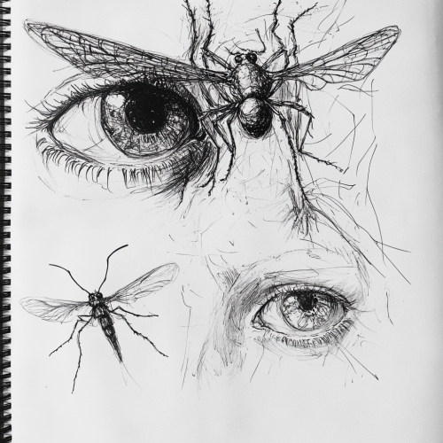 Surreal Sketchbook Designs with Eyes, Insects