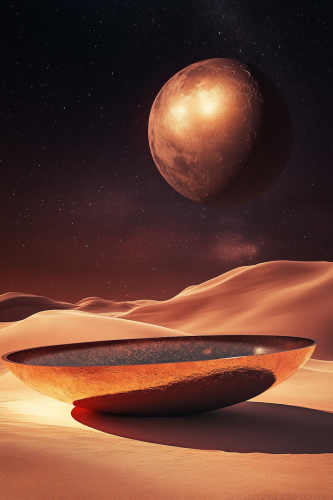 Surreal desert platform under moonlight with cosmic background. Surreal desert platform under moonlight with cosmic background.