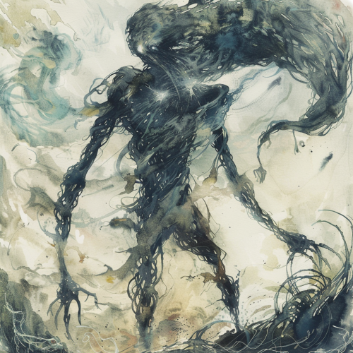Swirling Vacuum Elemental with mist-like limbs in watercolor style. Swirling Vacuum Elemental with mist-like limbs in watercolor style.