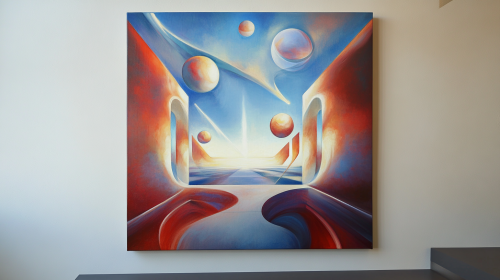 Symmetrical Futuristic Shapes in Red and Blue