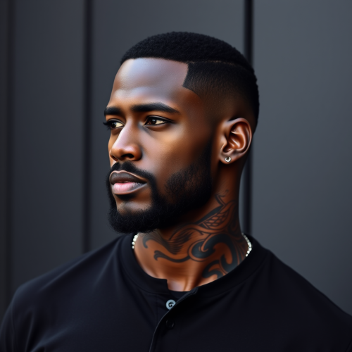 Tall, Tattooed Man in Black with Mafia Vibe