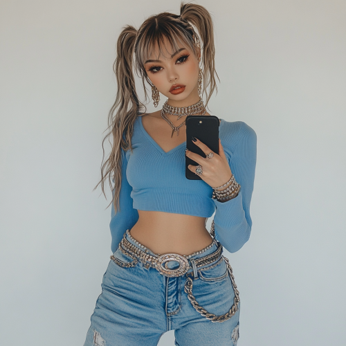 Teen Girl in Y2K Fashion Photoshoot