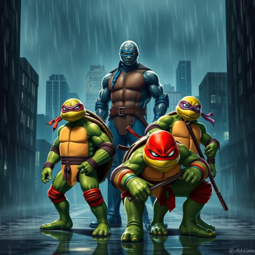 Teenage Mutant Ninja Turtles in Rainy City