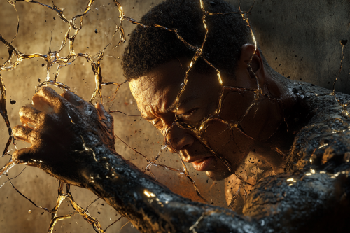 Terrence Howard's stone-like arm punches through cracked wall