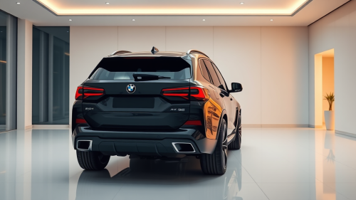 The 2025 Black BMW X5 in Luxury Showroom