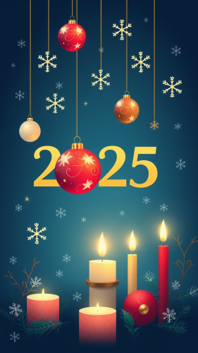 The 2025 Seasonal Greeting Card with Blue Background
