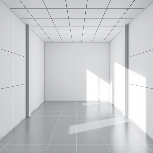 The 3D Render of a Black Wireframe Room