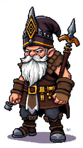 The 8-Bit Pixel Art Dwarf Warrior