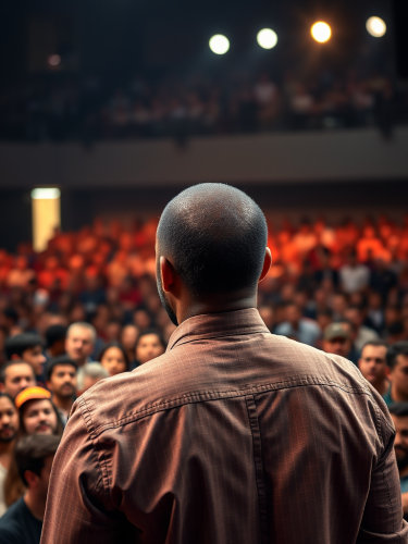 The African American Speaker Addressing a Huge Crowd