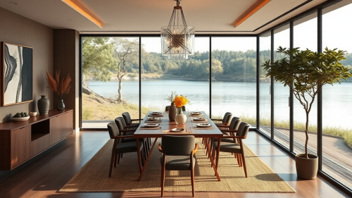 The Afrocentric Dining Room Overlooking a Lake