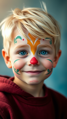 The American Boy with Bright Easter Egg Makeup