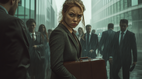 The Angry Executive Woman Waiting in Line