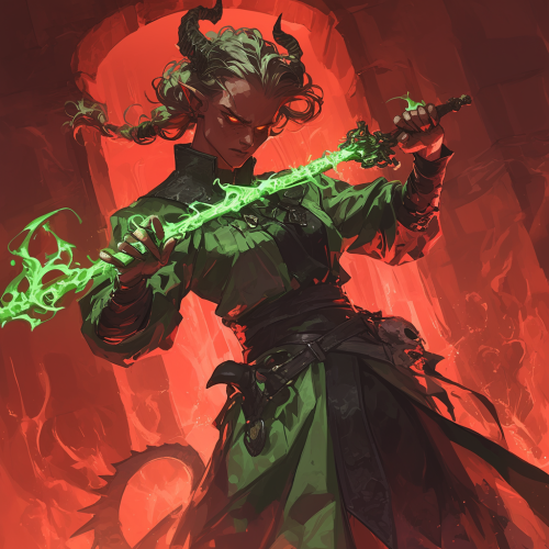 The Angry Red Tiefling Mage in Dungeon Battle