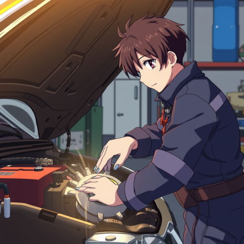 The Anime Mechanic Fixes A Car Engine