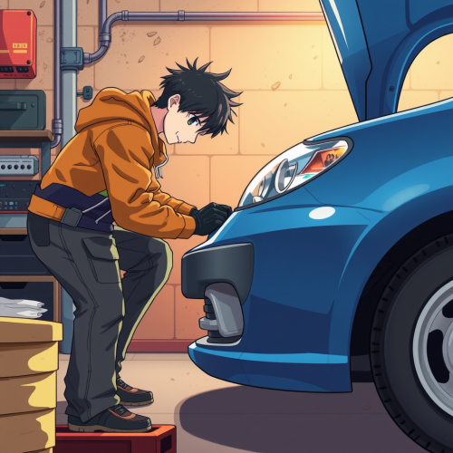 The Anime Mechanic Fixing a Car The Anime Mechanic Fixing a Car