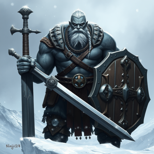 The Armored Viking Warrior in a Snowy Landscape