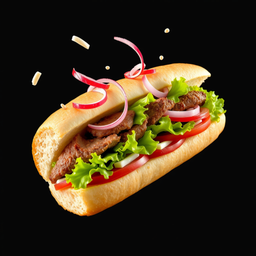 The Artistic Display of a Flying Kebab Sandwich