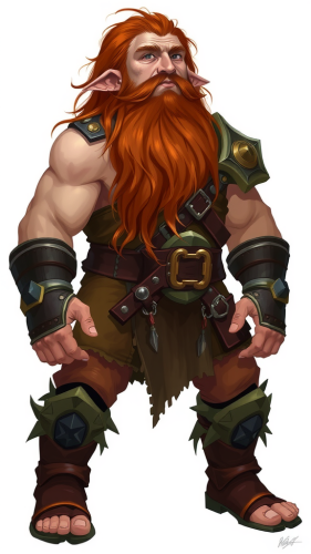 The Auburn-Haired, Muscular Dwarf in Leather Armour