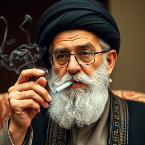 The Ayatollah Khamenei Smoking