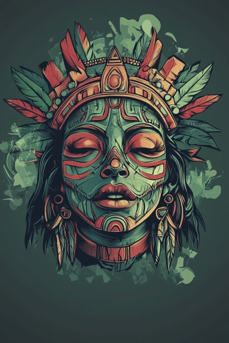 The Aztec Girl's Glowing Stoner T-Shirt Illustration