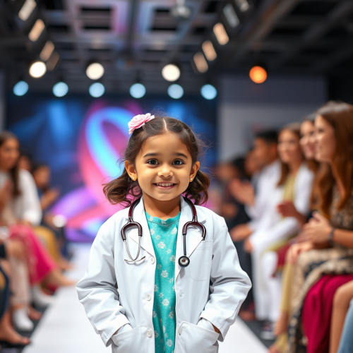The Baby Girl Doctor Smiling on Fashion Ramp