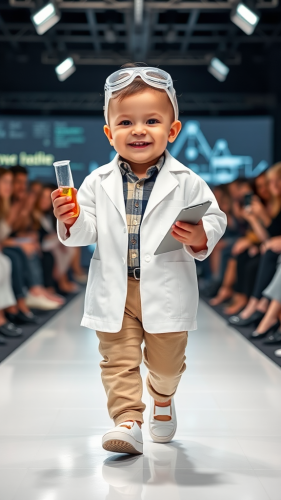 The Baby Scientist Struts on Fashion Runway