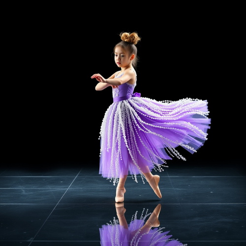 The Ballet Dancer in Purple Dress under Spotlight