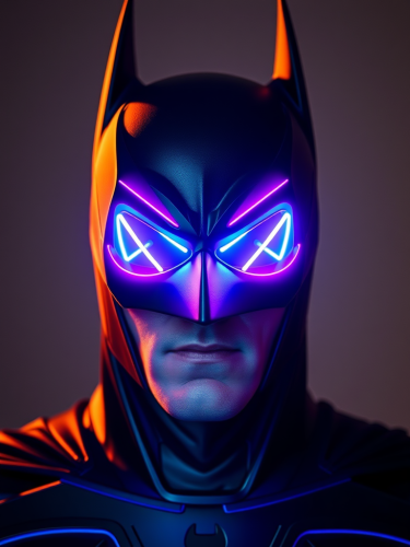 The Batman Wearing a Neon Mask