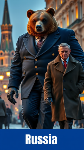 The Bear-Headed Giant Strides Through Moscow Streets