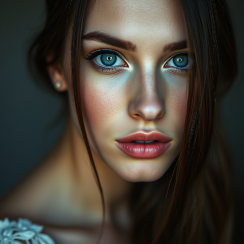 The Beautiful Brunette with Blue Eyes Portrait