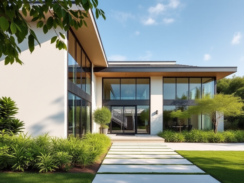 The Beautiful Modern House with Large Windows The Beautiful Modern House with Large Windows