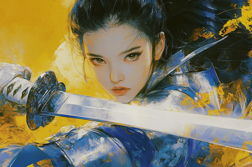 The Beautiful Swordswoman in Silver Armor Anime Style