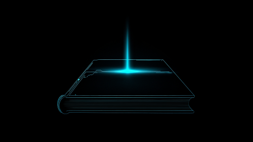 The Bible glowing blue with digital light The Bible glowing blue with digital light