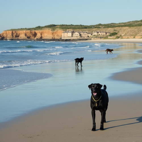 The Black Dogs Enjoying the Beach