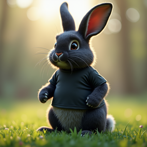 The Black Easter Bunny in a T-Shirt