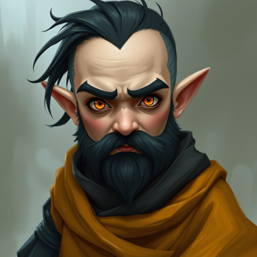 The Black-Haired, Orange-Eyed Male Gnome Monk