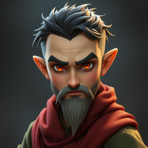 The Black-Haired, Orange-Eyed Male Gnome Monk