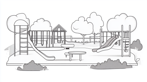 The Black Ink School Playground with Equipment