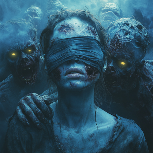 The Blindfolded Woman with Zombies