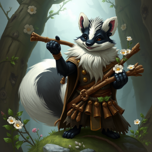 The Bloomburrow Skunk, a Fantasy DnD Druid Art