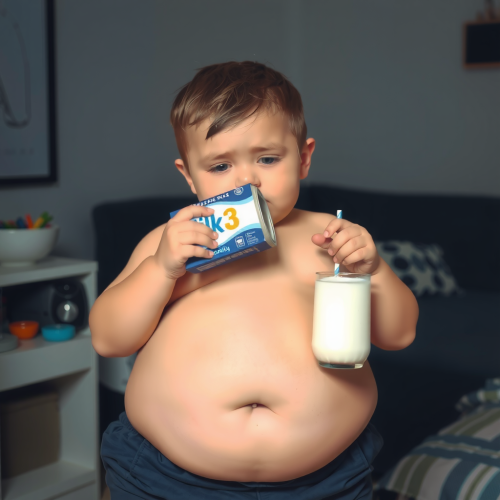 The Boy Drinking Weight Gain Milk at Night