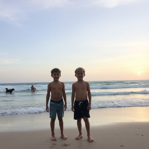 The Boys Enjoying a Day at the Beach