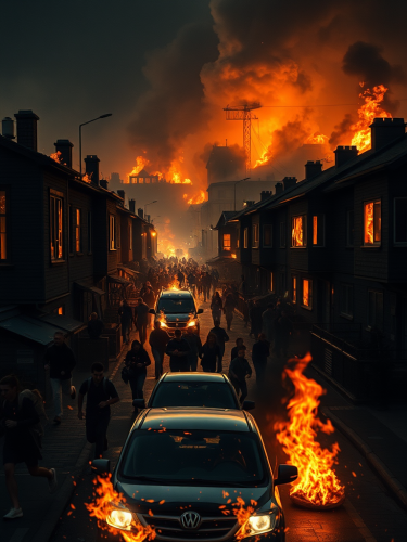The Burning City: A Panic-Stricken Night Escape